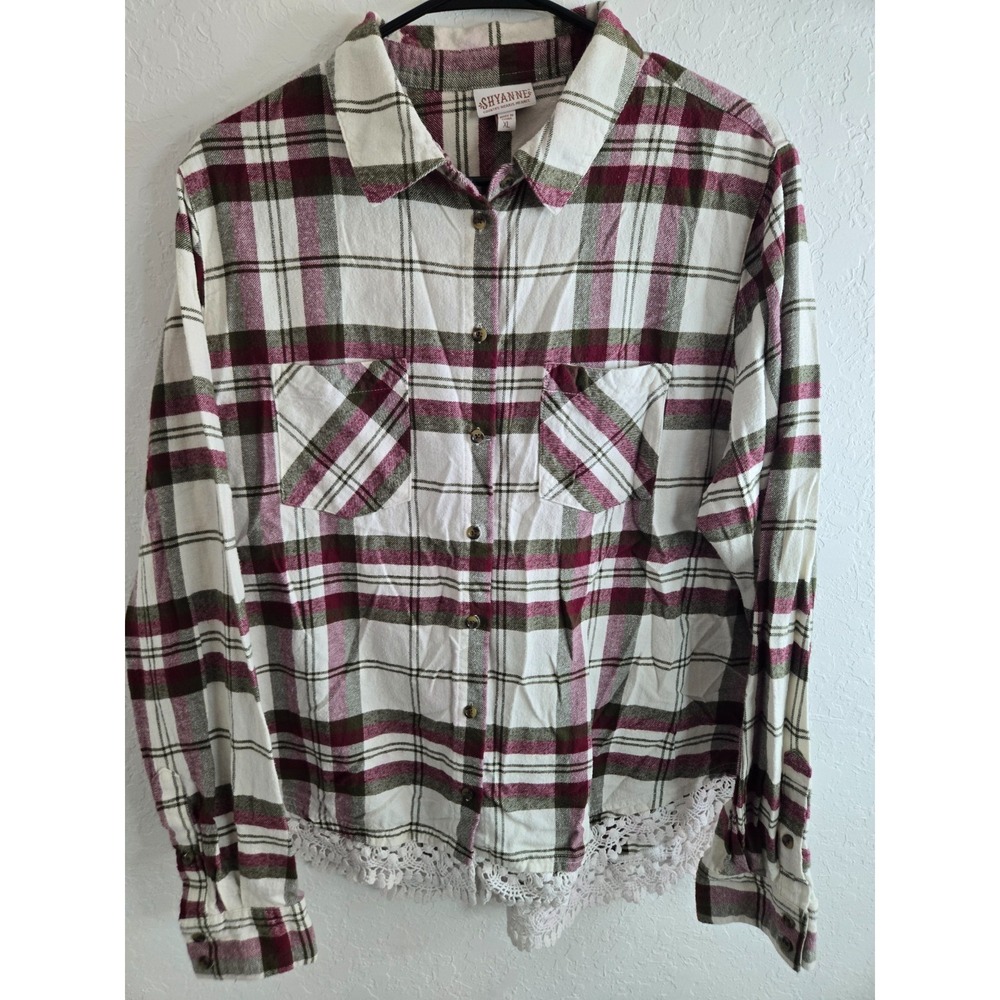 Shyanne Button Up Shirt Womens Size XL Wester Plaid Blouse Comfy Fall Cowgirl